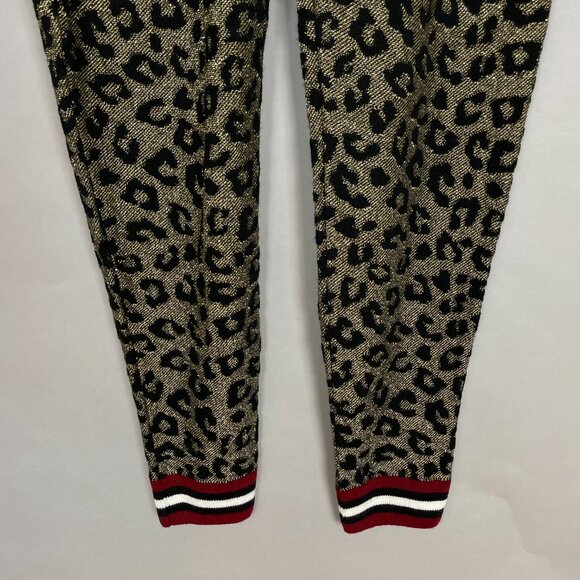 ASOS Track Pants Leopard Print Metallic Women‎ Size Medium Long Tall Knit Lounge - Picture 6 of 11